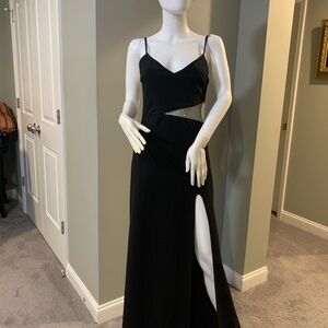B Darlin Black Embellished Asymmetrical Evening Gown